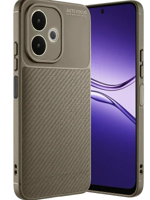 Newface Oppo A5 Pro 4G Kılıf Auto Focus Karbon Kapak - Kahverengi