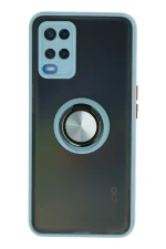 Newface Oppo A54 4G Kılıf Montreal Yüzüklü Silikon Kapak - Buz Mavi