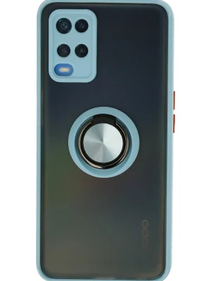 Newface Oppo A54 4G Kılıf Montreal Yüzüklü Silikon Kapak - Buz Mavi