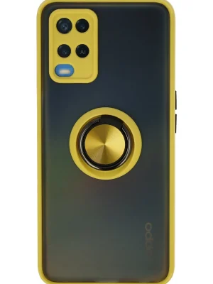 Newface Oppo A54 4G Kılıf Montreal Yüzüklü Silikon Kapak - Sarı