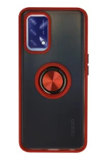 Newface Oppo A74 4G Kılıf Montreal Yüzüklü Silikon Kapak - Kırmızı