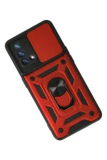 Newface Oppo A74 4G Kılıf Pars Lens Yüzüklü Silikon - Kırmızı - Görsel 2