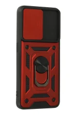 Newface Oppo A74 4G Kılıf Pars Lens Yüzüklü Silikon - Kırmızı - Görsel 3