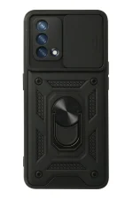 Newface Oppo A74 4G Kılıf Pars Lens Yüzüklü Silikon - Siyah