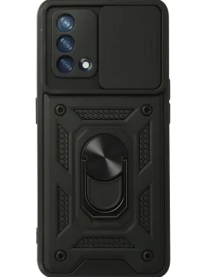 Newface Oppo A74 4G Kılıf Pars Lens Yüzüklü Silikon - Siyah