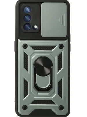 Newface Oppo A74 4G Kılıf Pars Lens Yüzüklü Silikon - Yeşil