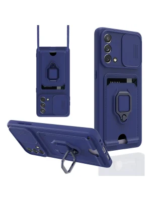 Newface Oppo A74 4G Kılıf Zuma Kartvizitli Yüzüklü Silikon - Lacivert