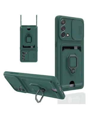 Newface Oppo A74 4G Kılıf Zuma Kartvizitli Yüzüklü Silikon - Yeşil