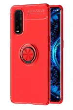 Newface Oppo Find X2 Kılıf Range Yüzüklü Silikon - Kırmızı
