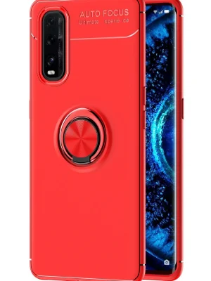 Newface Oppo Find X2 Kılıf Range Yüzüklü Silikon - Kırmızı