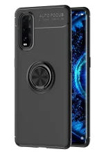 Newface Oppo Find X2 Kılıf Range Yüzüklü Silikon - Siyah
