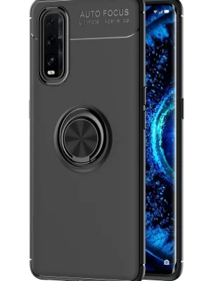 Newface Oppo Find X2 Kılıf Range Yüzüklü Silikon - Siyah