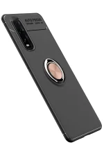 Newface Oppo Find X2 Kılıf Range Yüzüklü Silikon - Siyah-Gold - Görsel 2