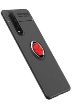 Newface Oppo Find X2 Kılıf Range Yüzüklü Silikon - Siyah-Kırmızı - Görsel 2