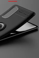 Newface Oppo Find X2 Kılıf Range Yüzüklü Silikon - Siyah-Kırmızı - Görsel 4