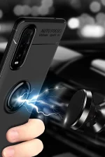 Newface Oppo Find X2 Kılıf Range Yüzüklü Silikon - Siyah-Mavi - Görsel 3