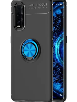 Newface Oppo Find X2 Kılıf Range Yüzüklü Silikon - Siyah-Mavi