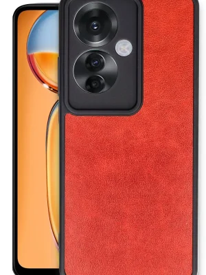 Newface Oppo Reno 11F Kılıf Aras Deri Kapak - Kırmızı