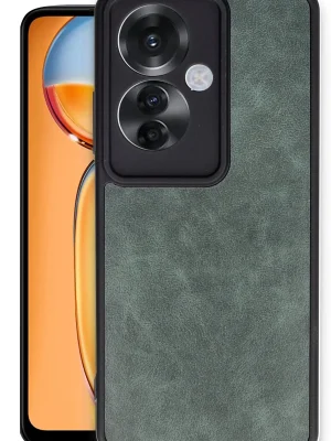 Newface Oppo Reno 11F Kılıf Aras Deri Kapak - Koyu Yeşil