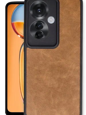 Newface Oppo Reno 11F Kılıf Aras Deri Kapak - Taba