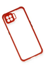 Newface Oppo Reno 4 Lite Kılıf Miami Şeffaf Silikon - Kırmızı - Görsel 3