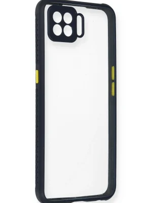 Newface Oppo Reno 4 Lite Kılıf Miami Şeffaf Silikon - Lacivert