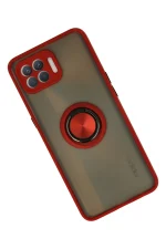 Newface Oppo Reno 4 Lite Kılıf Montreal Yüzüklü Silikon Kapak - Kırmızı - Görsel 2