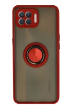 Newface Oppo Reno 4 Lite Kılıf Montreal Yüzüklü Silikon Kapak - Kırmızı