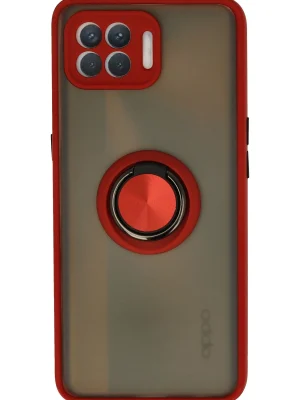 Newface Oppo Reno 4 Lite Kılıf Montreal Yüzüklü Silikon Kapak - Kırmızı