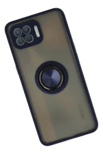 Newface Oppo Reno 4 Lite Kılıf Montreal Yüzüklü Silikon Kapak - Lacivert - Görsel 2