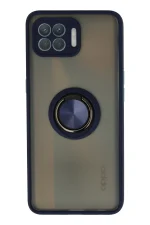 Newface Oppo Reno 4 Lite Kılıf Montreal Yüzüklü Silikon Kapak - Lacivert