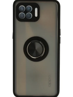 Newface Oppo Reno 4 Lite Kılıf Montreal Yüzüklü Silikon Kapak - Siyah