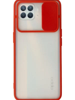 Newface Oppo Reno 4 Lite Kılıf Palm Buzlu Kamera Sürgülü Silikon - Kırmızı