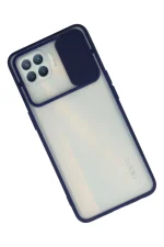 Newface Oppo Reno 4 Lite Kılıf Palm Buzlu Kamera Sürgülü Silikon - Lacivert - Görsel 2