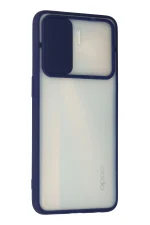 Newface Oppo Reno 4 Lite Kılıf Palm Buzlu Kamera Sürgülü Silikon - Lacivert - Görsel 3