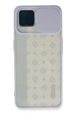 Newface Oppo Reno 4 Lite Kılıf Palm Buzlu Kamera Sürgülü Silikon - Lila