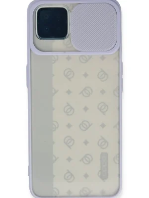 Newface Oppo Reno 4 Lite Kılıf Palm Buzlu Kamera Sürgülü Silikon - Lila