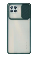 Newface Oppo Reno 4 Lite Kılıf Palm Buzlu Kamera Sürgülü Silikon - Yeşil