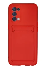 Newface Oppo Reno 5 Kılıf Kelvin Kartvizitli Silikon - Kırmızı