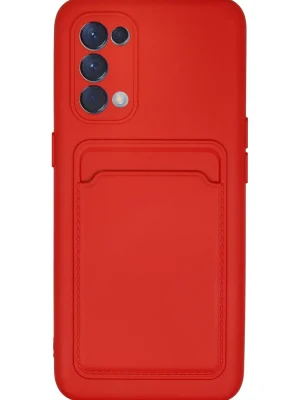 Newface Oppo Reno 5 Kılıf Kelvin Kartvizitli Silikon - Kırmızı