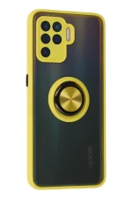 Newface Oppo Reno 5 Lite Kılıf Montreal Yüzüklü Silikon Kapak - Sarı - Görsel 2