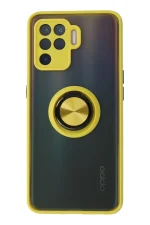Newface Oppo Reno 5 Lite Kılıf Montreal Yüzüklü Silikon Kapak - Sarı
