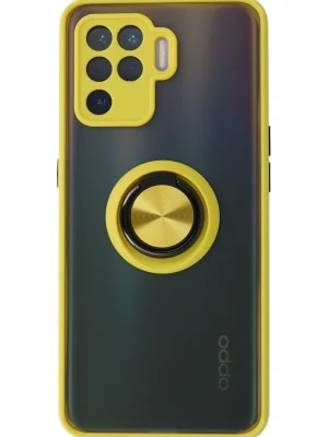 Newface Oppo Reno 5 Lite Kılıf Montreal Yüzüklü Silikon Kapak - Sarı