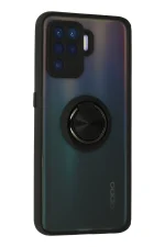 Newface Oppo Reno 5 Lite Kılıf Montreal Yüzüklü Silikon Kapak - Siyah - Görsel 2