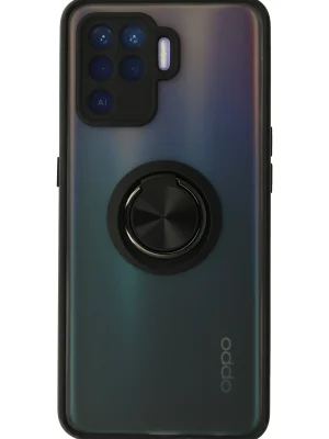 Newface Oppo Reno 5 Lite Kılıf Montreal Yüzüklü Silikon Kapak - Siyah