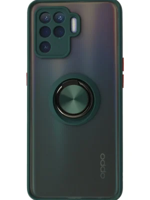 Newface Oppo Reno 5 Lite Kılıf Montreal Yüzüklü Silikon Kapak - Yeşil