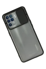 Newface Oppo Reno 5 Lite Kılıf Palm Buzlu Kamera Sürgülü Silikon - Siyah - Görsel 2