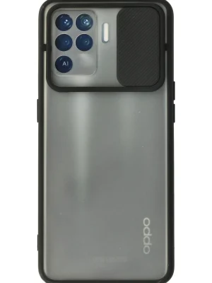 Newface Oppo Reno 5 Lite Kılıf Palm Buzlu Kamera Sürgülü Silikon - Siyah