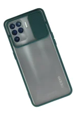 Newface Oppo Reno 5 Lite Kılıf Palm Buzlu Kamera Sürgülü Silikon - Yeşil - Görsel 2