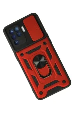 Newface Oppo Reno 5 Lite Kılıf Pars Lens Yüzüklü Silikon - Kırmızı - Görsel 2